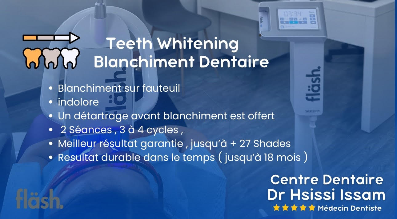 Centre Dentaire Dr Hsissi Issam - sidi El Bernoussi Casablanca - Esthétique de sourire -Soins Dentaires -Chirurgie - Couronnes et prothèse - atteintes de la gencive et du parodonte -Orthodontie - Pédodontie 